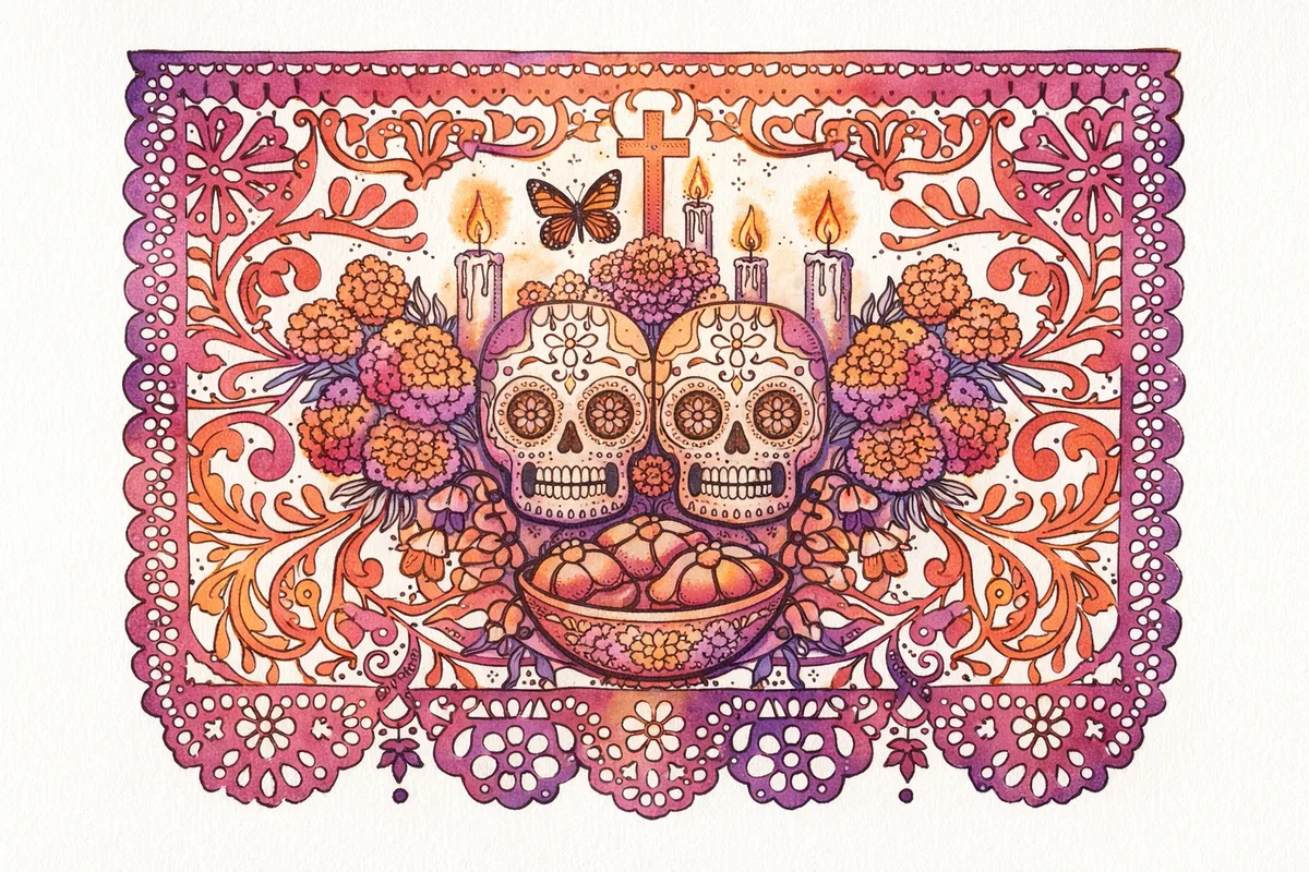 Papel Picado Study, ink